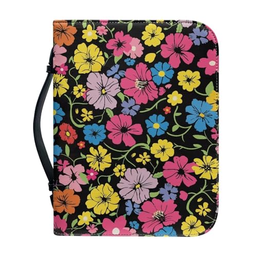 Ceudet Bibelhülle für Damen und Herren, Leder, extra groß, Bibelhülle, mittlere Bibelhülle, Violette Trompetenblüte, L von Ceudet