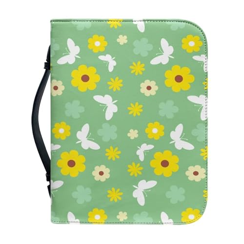 Ceudet Bibelhülle für Damen und Herren, Leder, extra groß, Bibelhülle, mittlere Bibelhülle, Weiße Schmetterlings-Sonnenblume, xxl von Ceudet