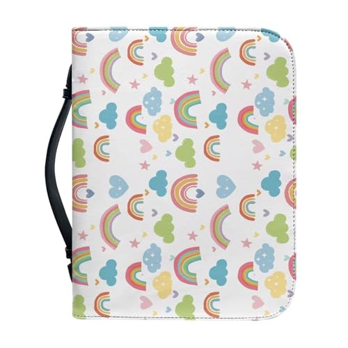 Ceudet Bibelhülle für Damen und Herren, große Bibelhülle, Leder, Bibelhüllen für Damen und Herren, mit Taschen, Wolken, Regenbögen, L von Ceudet