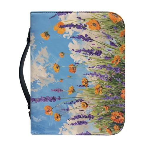 Ceudet Bibelhülle für Damen und Herren, große Bibelhülle, Leder, Bibelhüllen für Damen und Herren, mit Taschen, lavendel, L von Ceudet