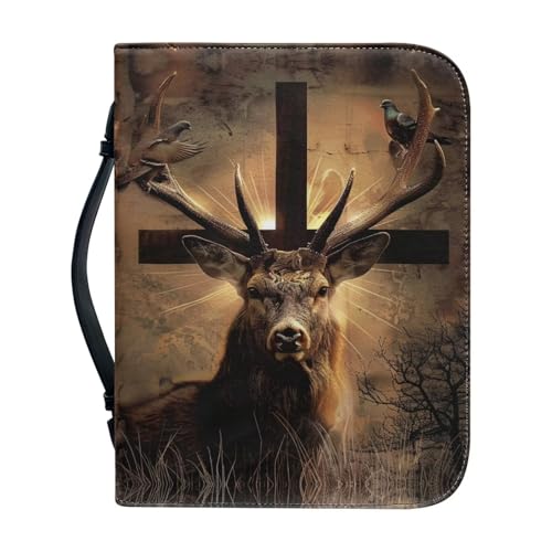 Ceudet Bibelhülle für Damen und Herren, tragbare Tragetasche, Kirchentasche, Bibel mit Griff, Geschenke für Kirche A, A und A, XL, Hirsch im Gothic-Stil, xxl von Ceudet