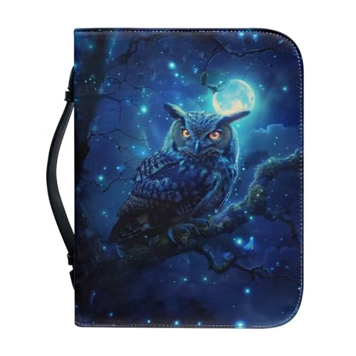 Ceudet Bibelhülle für Damen und Herren, tragbare Tragetasche, Kirchentasche, Bibel mit Griff, Geschenke für Kirche A, A und A, XL, blaue eule, M von Ceudet