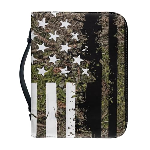 Ceudet Bibelhülle für Frauen und Mädchen, PU-Leder, Bibelhülle mit Tragegriff oben, Zubehör, niedliche Katze, M, Zweige und Flaggen, L von Ceudet