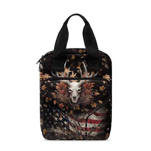 Ceudet Bibelhülle mit Lesezeichen, Bibeletui für Damen und Herren, Bibeltasche mit Reißverschlusstasche, Camo Leaves USA Flagge Geweih, Einheitsgröße von Ceudet
