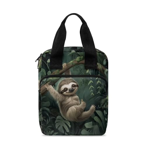 Ceudet Bibelhülle mit Lesezeichen, Bibeletui für Damen und Herren, Bibeltasche mit Reißverschlusstasche, Faultier Retro Ast Blätter, Einheitsgröße von Ceudet