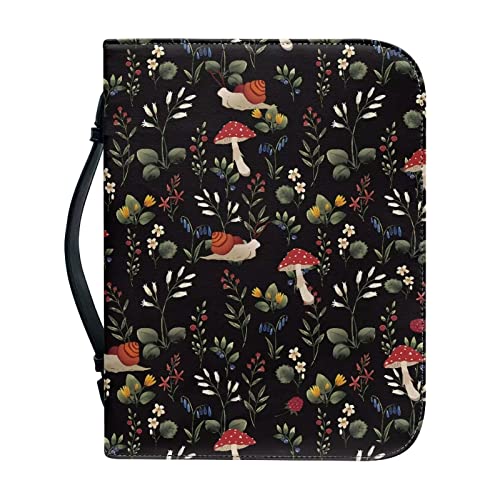 Ceudet Bibelhüllen Bibelhülle für Frauen Mädchen, Trust in The Awith All Your Heart, PU Leder Bibelbuch Tragetaschen Schrift Fall Kirchentasche Bibelschutz, M, Pilze Blumen Blatt, M von Ceudet