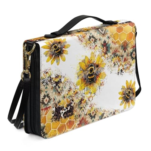 Ceudet Bibelhüllen aus Leder, Bibelhüllen, Bibelhüllen für Damen und Herren, mit Taschen, Bibelzubehör-Set, Bienen, xxl von Ceudet