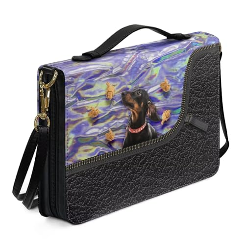 Ceudet Bibelhüllen aus Leder, Western-Bibelhülle, Bibelhüllen für Damen und Herren, mit Taschen, Bibeltaschen für Damen und Herren, Dackel-Drumstick, XL von Ceudet