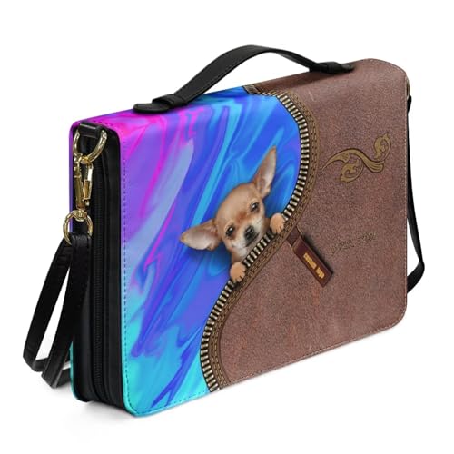 Ceudet Bibelhüllen aus Leder, Western-Bibelhülle, Bibelhüllen für Damen und Herren, mit Taschen, Bibeltaschen für Damen und Herren, Hund aus Leder, L von Ceudet