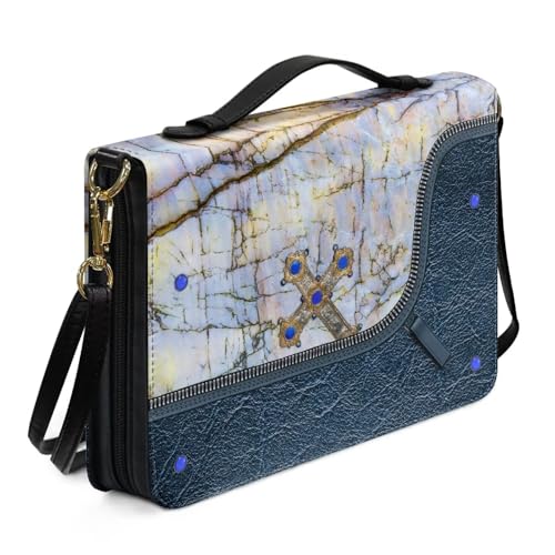 Ceudet Bibelhüllen aus Leder, Western-Bibelhülle, Bibelhüllen für Damen und Herren, mit Taschen, Bibeltaschen für Damen und Herren, Reißverschluss Kreuz, XXL von Ceudet