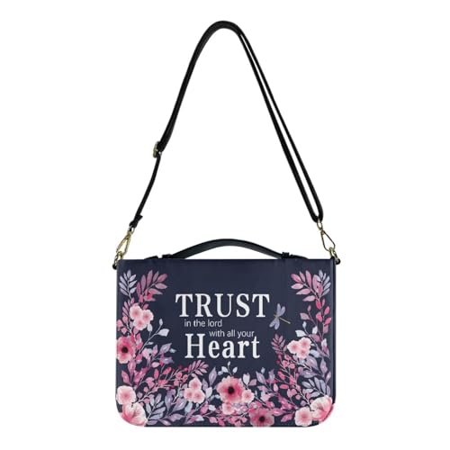 Ceudet Bibelhüllen für Damen, Herren, Jungen, Mädchen, Motiv: Sonnenblume, Buch-Tragetasche, Kunstleder, mit Tragegriff oben und Schultergurt, Größe XXL, Trust Heart Flower, XXL von Ceudet