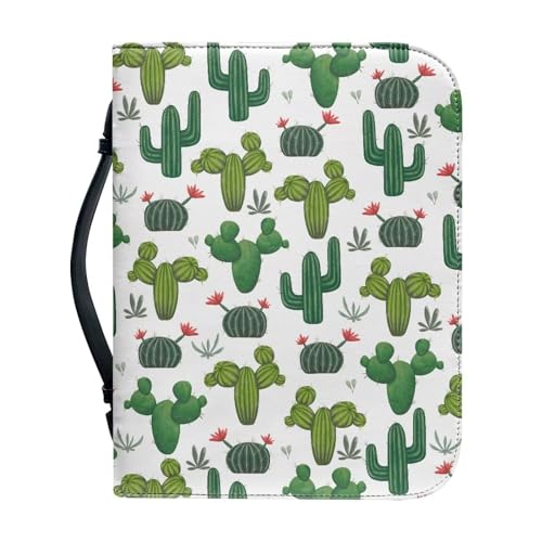 Ceudet Bibelhüllen mit Hirsch-US-Flagge, Blumenmuster, für Damen und Herren, PU-Leder, große Bibeltasche mit Griff, Bibeltasche, Reißverschluss, Bibelhülle für Bibelstudium, XXL, cactus, L von Ceudet