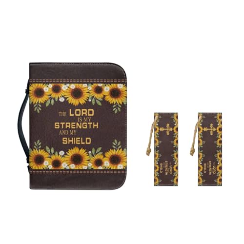 Ceudet Bibelhüllen mit Oster-Sonnenblumenkreuz für Damen, wasserdicht, PU-Leder, Bibeltasche, Kirchentasche, Bibelschutz mit Reißverschlusstasche und Lesezeichen, Größe XXL, Oster-Sonnenblumenkreuz, von Ceudet