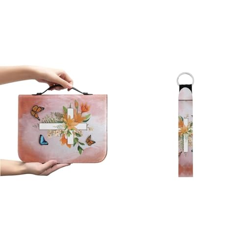 Ceudet Bibelhüllen mit Rosen-Schmetterlingen, für Männer und Frauen, Bibelhüllen, PU-Leder, große Größe, Schlüsselanhänger, multifunktionaler Schlüsselanhänger, Kreuz-Schmetterling, L(10.2*7*1.9 Ceudet Bibelhüllen mit Rosen-Schmetterlingen, für Männer und Frauen, Bibelhüllen, PU-Leder, große Größe, Schlüsselanhänger, multifunktionaler Schlüsselanhänger, Kreuz-Schmetterling, L(10.2*7*1.9 von Ceudet