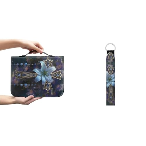 Ceudet Bibelhüllen mit Rosen-Schmetterlingen, für Männer und Frauen, Bibelhüllen, PU-Leder, große Größe, Schlüsselanhänger, multifunktionaler Schlüsselanhänger, Kreuzblume, L(10.2*7*1.9 inches) Ceudet Bibelhüllen mit Rosen-Schmetterlingen, für Männer und Frauen, Bibelhüllen, PU-Leder, große Größe, Schlüsselanhänger, multifunktionaler Schlüsselanhänger, Kreuzblume, L(10.2*7*1.9 inches) von Ceudet