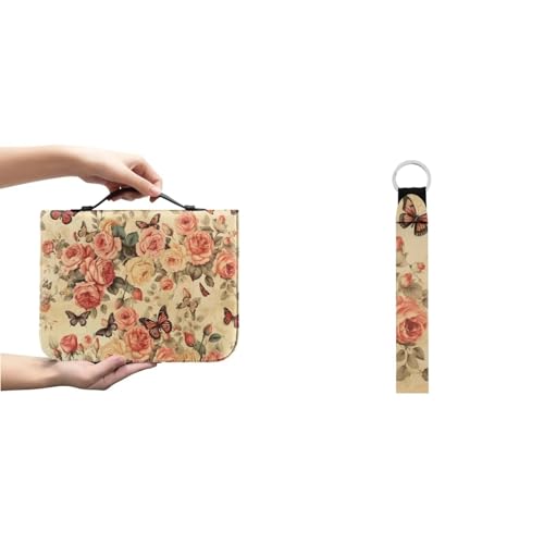 Ceudet Bibelhüllen mit Rosen-Schmetterlingen, für Männer und Frauen, Bibelhüllen, PU-Leder, große Größe, Schlüsselanhänger, multifunktionaler Schlüsselanhänger, Rose Schmetterling, 2XL(12*9*2.4 Ceudet Bibelhüllen mit Rosen-Schmetterlingen, für Männer und Frauen, Bibelhüllen, PU-Leder, große Größe, Schlüsselanhänger, multifunktionaler Schlüsselanhänger, Rose Schmetterling, 2XL(12*9*2.4 von Ceudet