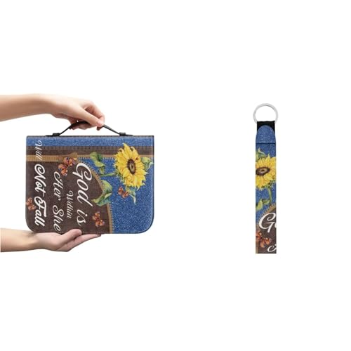 Ceudet Bibelhüllen mit Rosen-Schmetterlingen, für Männer und Frauen, Bibelhüllen, PU-Leder, große Größe, Schlüsselanhänger, multifunktionaler Schlüsselanhänger, Sonnenblumen-Cowboy, L(10.2*7*1.9 Ceudet Bibelhüllen mit Rosen-Schmetterlingen, für Männer und Frauen, Bibelhüllen, PU-Leder, große Größe, Schlüsselanhänger, multifunktionaler Schlüsselanhänger, Sonnenblumen-Cowboy, L(10.2*7*1.9 von Ceudet