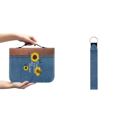 Ceudet Bibelhüllen mit Rosen-Schmetterlingen, für Männer und Frauen, Bibelhüllen, PU-Leder, große Größe, Schlüsselanhänger, multifunktionaler Schlüsselanhänger, Sonnenblumen-Herbst, M(9.2*6.3*1.6 Ceudet Bibelhüllen mit Rosen-Schmetterlingen, für Männer und Frauen, Bibelhüllen, PU-Leder, große Größe, Schlüsselanhänger, multifunktionaler Schlüsselanhänger, Sonnenblumen-Herbst, M(9.2*6.3*1.6 von Ceudet