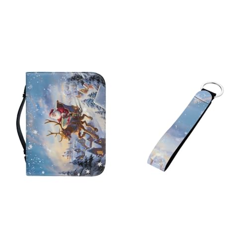 Ceudet Bibelhüllen mit Rosen-Schmetterlingen, für Männer und Frauen, Bibelhüllen, PU-Leder, große Größe, Schlüsselanhänger, multifunktionaler Schlüsselanhänger, Weihnachtsmann Hirsch, 2XL(12*9*2.4 Ceudet Bibelhüllen mit Rosen-Schmetterlingen, für Männer und Frauen, Bibelhüllen, PU-Leder, große Größe, Schlüsselanhänger, multifunktionaler Schlüsselanhänger, Weihnachtsmann Hirsch, 2XL(12*9*2.4 von Ceudet