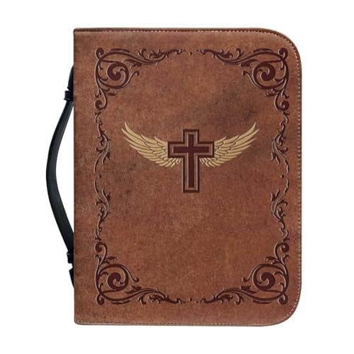 Ceudet Bibelhüllen mit Weihnachtsmann-Hirschmotiv, für Damen und Mädchen, große Größe, PU-Leder, Weihnachten, Bibel-Tragetasche für Herren, mit Reißverschluss, leichte Bibel-Organizer-Tasche, kruez, von Ceudet