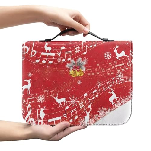 Ceudet Bibelhüllen mit Weihnachtsmann-Hirschmotiv, für Damen und Mädchen, große Größe, PU-Leder, Weihnachten, Bibel-Tragetasche für Herren, mit Reißverschluss, leichte Bibel-Organizer-Tasche, von Ceudet