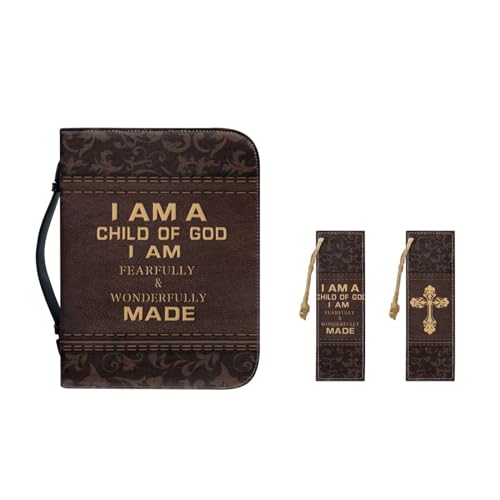 Ceudet Bibeltasche aus PU-Leder mit Lesezeichen, Bibelhülle für Damen und Mädchen, tragbar, modisch, Oster-Kreuzdruck, M-9.2"x6.3"x1.6" von Ceudet