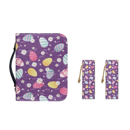 Ceudet Bibeltasche aus PU-Leder mit Lesezeichen, Bibelhülle für Damen und Mädchen, tragbar, modisch, Ostereier, 2XL-12"x9"x2.4" von Ceudet