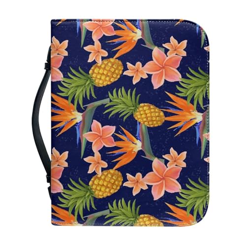 Ceudet Buchumschläge für Hardcover, Bibelhüllen für Damen und Herren, mit Taschen, Leder-Bibelhüllen, Ananas-Blume, L von Ceudet