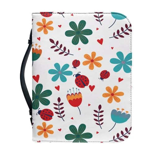 Ceudet Buchumschläge für Hardcover, Bibelhüllen für Damen und Herren, mit Taschen, Leder-Bibelhüllen, Marienkäfer mit sieben Sternen, L von Ceudet