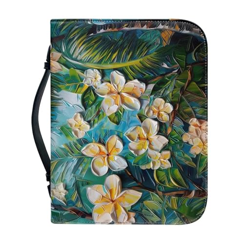 Ceudet Buchumschläge für Hardcover, Bibelhüllen für Damen und Herren, mit Taschen, Leder-Bibelhüllen, Öl auf Leinwand Bananenblatt, L von Ceudet