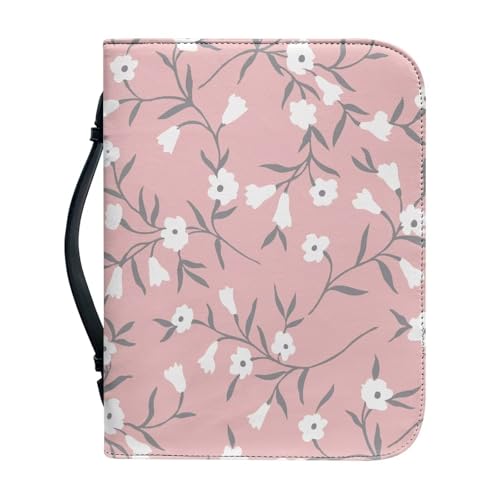 Ceudet Buchumschläge für Hardcover, Bibelhüllen für Damen und Herren, mit Taschen, Leder-Bibelhüllen, Weiße kleine Blume, L von Ceudet