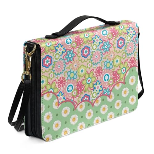 Ceudet Extra große Bibelhülle für Damen und Herren, Bibelhüllen für Damen und Herren, mit Taschen, Leder-Bibelhüllen für Damen und Herren, Grüne Spitze, M von Ceudet