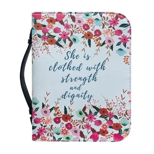 Ceudet Extra große Bibelhülle für Damen und Herren, Leder, mittlere Bibelhülle, Buchumschläge für Bibeln, Bunte Blumen, M von Ceudet