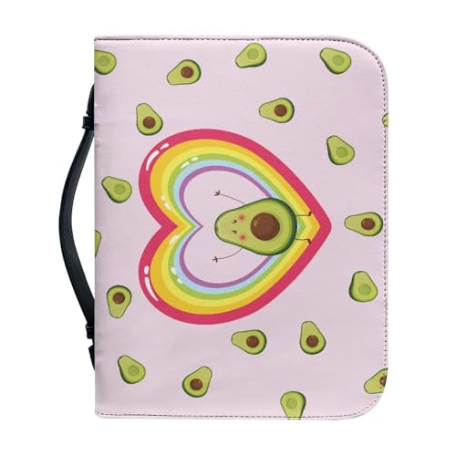 Ceudet Extra große Bibelhülle für Damen und Herren, Leder, mittlere Bibelhülle, Regenbogen-Herz-Avocado, xxl von Ceudet