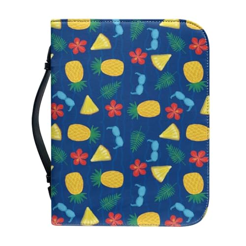 Ceudet Extra große Bibelhülle für Damen und Herren, Leder, mittlere Bibelhülle, Sonnenbrille Ananas, L von Ceudet