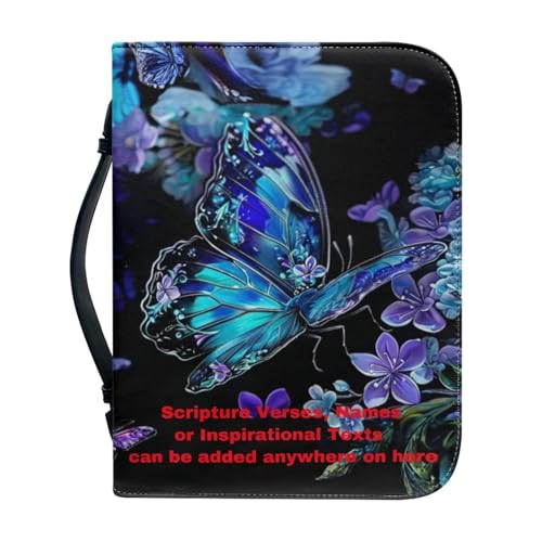 Ceudet Individuelle Bibelhüllen, Bibelhülle, Mädchen, Buch-Tragetasche für Kinder, Schrift, Kirchentasche, Bibel mit Griff, Reißverschlusstasche, personalisierbar A, M, Individuelle blaue von Ceudet