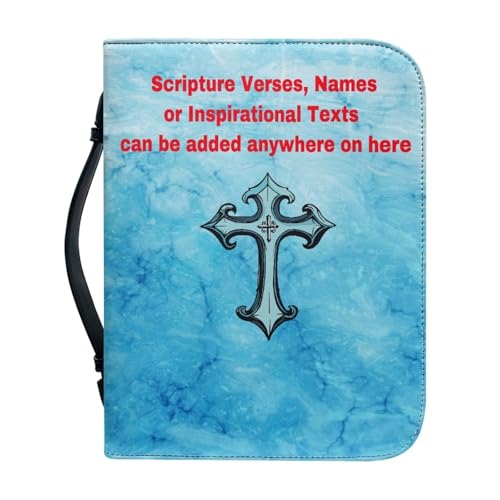 Ceudet Personalisierte Bibelhüllen, Bibelhülle, Mädchen, Buch-Tragetasche für Kinder, Schrift, Kirchentasche, Bibel mit Griff, Reißverschlusstasche, personalisierbar A, M, Individuelles Marmorkreuz, M von Ceudet