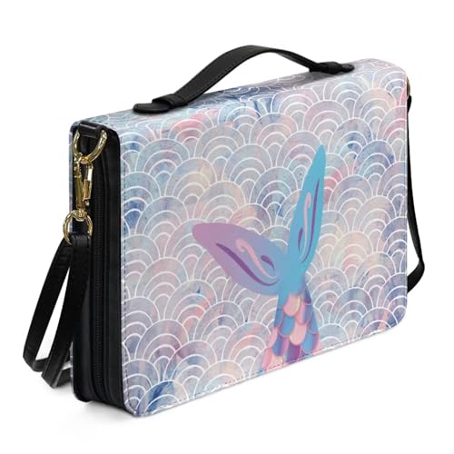 Ceudet Personalisierte Bibelhüllen für Damen, Herren, Kinder, Bibelhüllen für Mädchen, Jungen, Bibelhüllen für Damen und Herren, mit Taschen, Blauer Fischschwanz 01, L von Ceudet