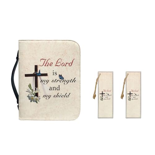 Ceudet St. Patrick Bibeltragetasche für Damen, mit Leder-Lesezeichen, PU-Leder, Bibelhülle, Bibelaufbewahrungstasche mit Stiftschlitzen, Bibelstudiumzubehör, Bibelkreuz, L-10.2"x7"x1.9" von Ceudet