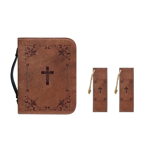 Ceudet St. Patrick Bibeltragetasche für Damen, mit Leder-Lesezeichen, PU-Leder, Bibelhülle, Bibelaufbewahrungstasche mit Stiftschlitzen, Bibelstudiumzubehör, Osterkreuz, M-9.2"x6.3"x1.6" von Ceudet