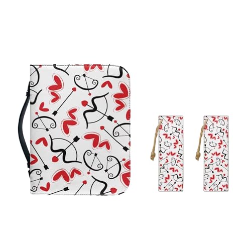 Ceudet St. Patrick Bibeltragetasche für Damen, mit Leder-Lesezeichen, PU-Leder, Bibelhülle, Bibelaufbewahrungstasche mit Stiftschlitzen, Bibelstudiumzubehör, Valentine Love Pfeil, XL-11.2"x8"x2.2" von Ceudet