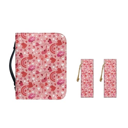 Ceudet St. Patrick Bibeltragetasche für Damen, mit Leder-Lesezeichen, PU-Leder, Bibelhülle, Bibelaufbewahrungstasche mit Stiftschlitzen, Bibelstudiumzubehör, Valentine Love Rainbow, M-9.2"x6.3"x1.6" von Ceudet