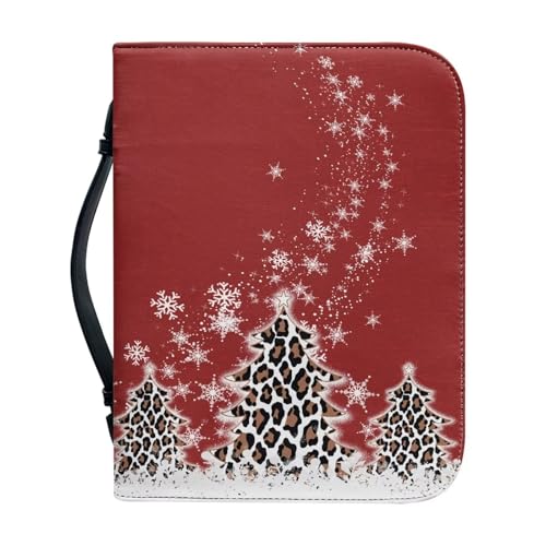 Ceudet Weihnachtsbaum-Bibelhülle mit Griff, PU-Leder, Bibeltragetasche für Kirche, Reißverschluss, Buch-Bibelschutz, Weihnachtsgeschenk für Familie, 2XL, Weihnachtsbaum, xxl von Ceudet