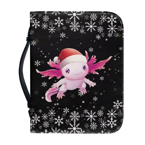 Ceudet Weihnachtsbaum-Bibelhülle mit Griff, PU-Leder, Bibeltragetasche für Kirche, mit Reißverschluss, Bibelschutz, Weihnachtsgeschenk für Familie, Größe XXL, Weihnachten Axolotron, M von Ceudet