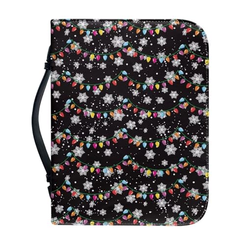 Ceudet Weihnachtsbaum-Bibelhülle mit Griff, PU-Leder, Bibeltragetasche für Kirche, mit Reißverschluss, Bibelschutz, Weihnachtsgeschenk für Familie, Größe XXL, Weihnachtsbeleuchtung, xl von Ceudet