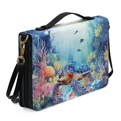 Ceudet Western-Bibelhülle für Damen und Herren, mit Taschen, Bibelschutz, Bibelhülle, Leder, Bibelhülle für Damen und Herren, groß, Meeresschildkröten, M von Ceudet