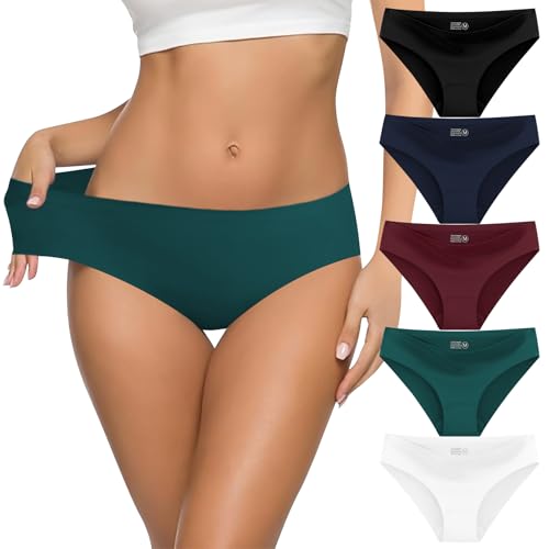 Cevapro Damen Nahtlos Unterhosen Atmungsaktiv Low Taille Hipster Slips Bequeme und Weiche Unterwäsche für Frauen 5er Pack von Cevapro