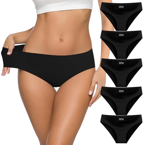 Cevapro Damen Nahtlos Unterhosen Atmungsaktiv Low Taille Hipster Slips Bequeme und Weiche Unterwäsche für Frauen 5er Pack von Cevapro
