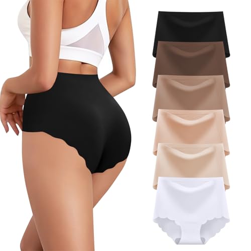 Cevapro Damen Seamless Slips Damen Unterwäsche Frauen High Waist Nahtlose Unterhosen Mehrpack Hipster Bequeme Panties 6er Pack von Cevapro