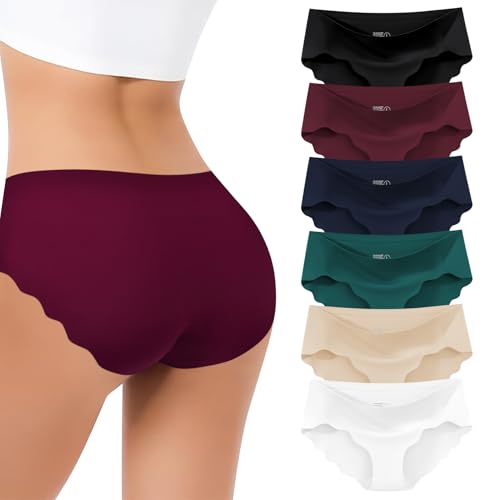 Cevapro Damen Nahtlos Unterhosen Slips Low Rise No Show Unterwäsche Elastische Bequeme Hipster Panties für Frauen Ohne Abzeichen 6er Multipack von Cevapro